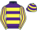 Purple, yellow hoops, yellow and purple striped sleeves, hooped cap}