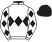 White, black band of diamonds, white sleeves, black diamonds and cap}