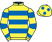 Yellow, royal blue hoops and spots on cap}
