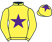 Yellow, purple star and star on cap}