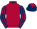Maroon, dark blue and maroon striped sleeves, dark blue cap, maroon star}