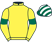 Yellow, dark green armlets, dark green and white striped cap}