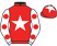 Red, white star, white sleeves, red spots, red cap, white star}