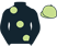 Black, large light green spots, light green cap}