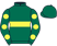 Dark green, yellow hoop, dark green sleeves, yellow spots}