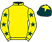 Bright yellow, bright yellow sleeves, dark green stars, dark green cap, bright yellow star}