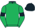 Emerald green, black armlets, black cap}