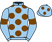 Light blue, brown spots, armlets and spots on cap}