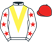 White, yellow chevron, white sleeves, red stars, red cap}