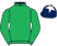 Emerald green, dark blue cap, white star}