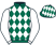 Dark green and white diamonds, white sleeves}