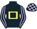 Black, yellow hollow box, black and mauve striped sleeves, check cap}