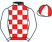 White & red check, white sleeves, quartered cap}