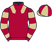 Maroon, beige epaulettes, hooped sleeves, beige and maroon quartered cap}