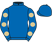Royal blue, beige spots on sleeves}