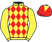 Yellow and red diamonds, yellow sleeves, red cap, yellow diamond}