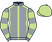 Grey, light green seams, hooped sleeves, light green cap}