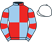 Light blue and red (quartered), hooped sleeves, white cap}