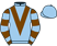 Light blue, brown chevron, brown and light blue hooped sleeves}