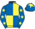 Royal blue and yellow (quartered), royal blue sleeves, yellow stars, royal blue cap, yellow star}