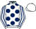 White, dark blue spots, striped sleeves, white cap}