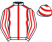 White, red seams, striped sleeves, hooped cap}