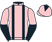 Pink, black braces, halved sleeves and diamond on cap}