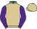 Beige, purple sleeves, beige cap}