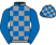 Royal blue and grey check, royal blue sleeves}