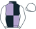 Mauve and black (quartered), white sleeves and cap}