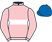 Pink, white hoop, royal blue cap}