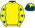 Bright yellow, bright yellow sleeves, dark green stars, dark green cap, bright yellow star}