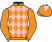 Orange & pink diamonds, orange sleeves, pink diamond on cap}