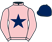 Pink, dark blue star, dark blue cap}