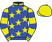 Blue, yellow stars, yellow and blue hooped sleeves, yellow collar and cap}