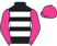 Black and white hoops, dayglo pink sleeves and cap}