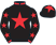 Black ,red star, collar and cuffs, black sleeves, red stars , black cap, red star.}