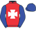 Red, white maltese cross, blue sleeves and cap.}