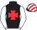 Black, red maltese cross, white sleeves, white and red striped cap, black peak}