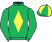 Emerald green, yellow diamond, quartered cap}