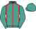 Emerald green, red seams, emerald green sleeves and cap}