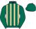 Dark green and beige stripes, dark green sleeves and cap}