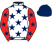 White, dark blue stars, red sleeves, dark blue stars, dark blue cap}