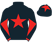 Black, red star, red and black diabolo on sleeves, black cap, red star}