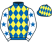 Royal blue and yellow diamonds, white sleeves, royal blue stars}