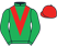 Emerald green, red chevron, red cap}