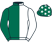 Dark green and white halved, dark green cap, white stars}