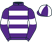 Purple, white hoops and armlets, quartered cap}
