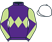 Purple, light green triple diamond, diabolo on sleeves, white cap}
