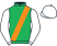 Emerald green, orange sash, white sleeves and cap}